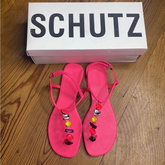 Schutz Women's Pink T-Strap Sandals Size 8M - Picture 2 of 4